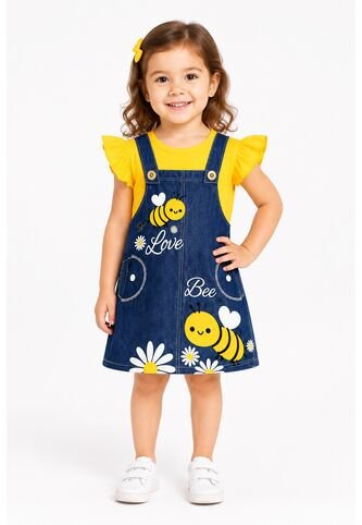Conjunto De Ropa Enterizo Para Niñas Vestidos Princesas Ropa Fresca De Verano Abeja Y Flores Comprastao