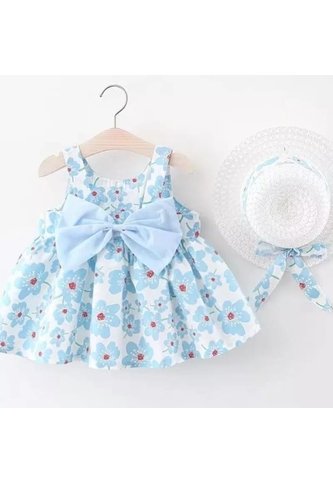 Vestido Niña Con Diseño Floral + Pava – Muy Chic Comprastao