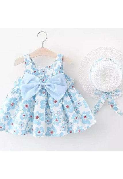 Vestido Niña Con Diseño Floral + Pava – Muy Chic