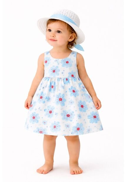 Vestido Niña Con Diseño Floral + Pava – Muy Chic