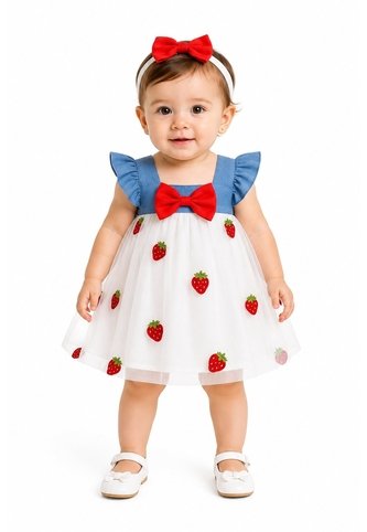 Comprastao Vestido De Verano Para Bebé Niña, De Malla Con Estampado De Moras, Lindo De Playa Para Bebé Comprastao