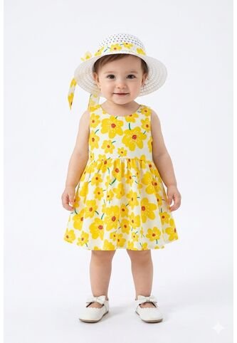 Vestido Infantil Estampado Con Pava  Verano Gratis Sombrero Comprastao