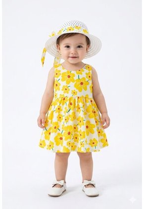 Vestido Infantil Estampado Con Pava Verano Gratis Sombrero