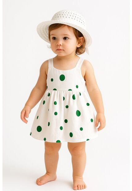 Vestido Infantil Estampado Con Pava  Verano Incluye Sombrero