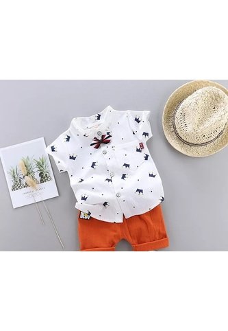 Conjuntos Para Niños Pantalones Cortos Y Camisa Con Corbatin   Comprastao