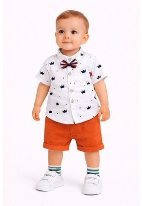 Conjuntos Para Niños Pantalones Cortos Y Camisa Con Corbatin  