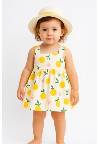 Vestido Niña Verano Con Sombrero Estampado Frutas Comprastao