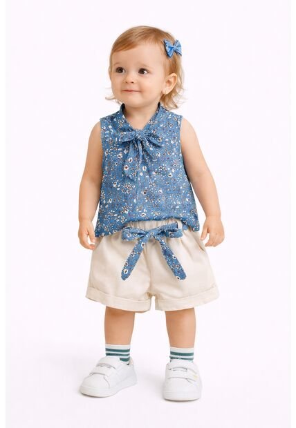 Prendas Para Niñas Blusa Pantalon Y Cinturon En Tela 