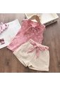 Niñas Cortos Pantalones Con Cinturón Y Blusa  Conjuntos Ropa Vestir de Comprastao