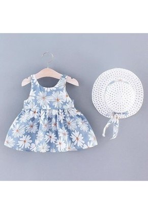 Conjunto Niña Verano Vestido Mas Sombrero Lindo Diseño