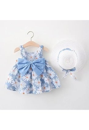 Conjunto Niña Verano Vestido Mas Sombrero Lindo Diseño