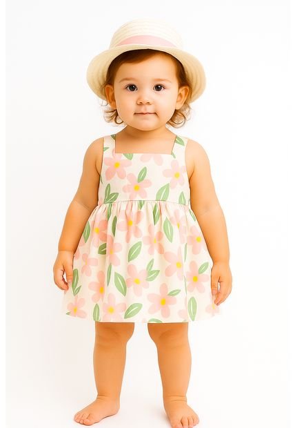 Hermoso Vestido Para Niña Con Pava Incluida