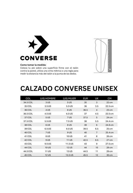 TENIS CONVERSE UNISEXO M9696C CHUCK TAYLOR Talla 4