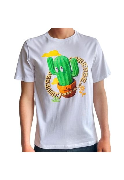 Camiseta Converse Animated Cactus Unisex-Blanco