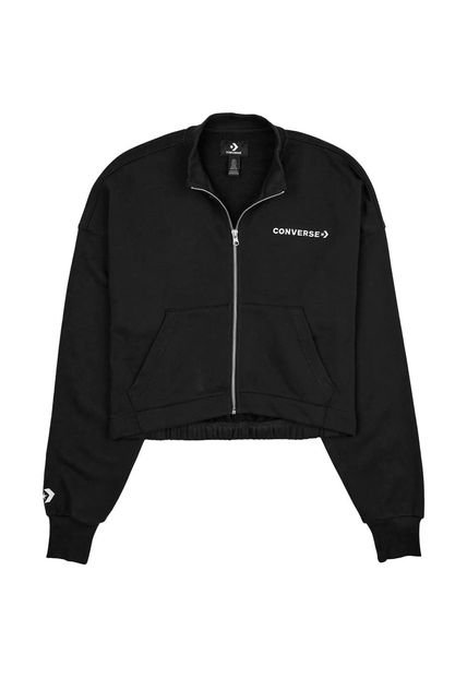 Chaqueta Converse Icon Play Full Zip Para Mujer-Negro