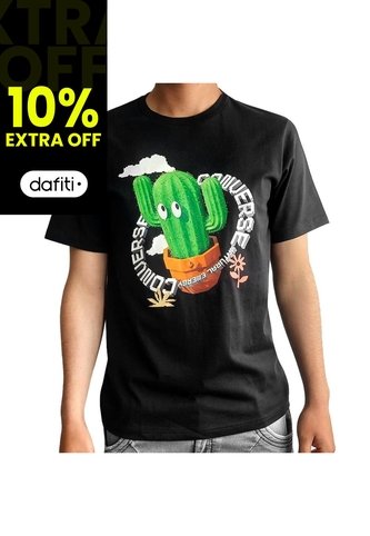 Camiseta Converse Animated Cactus Unisex-Negro Converse