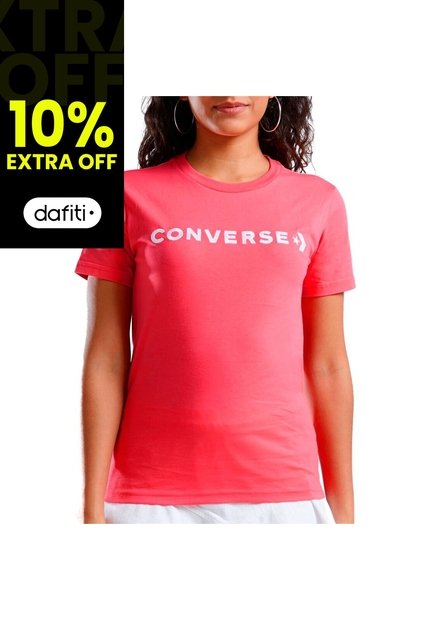 Camiseta Converse Wordmark Ss Mujer-Rosa