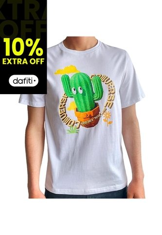 Camiseta Converse Animated Cactus Unisex-Blanco Converse