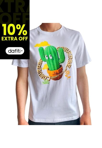 Camiseta Converse Animated Cactus Unisex-Blanco