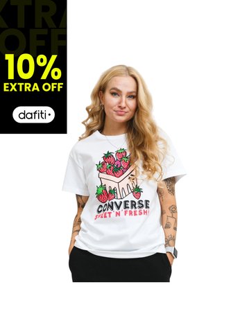 Camiseta Converse Basket Para Mujer-Blanco Converse