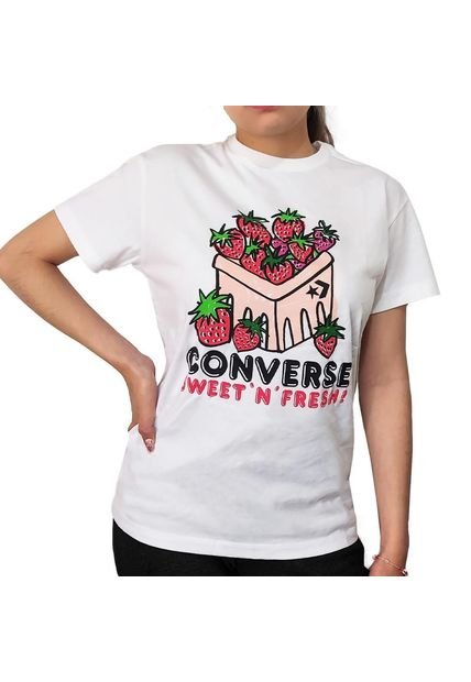 Camiseta Converse Basket Para Mujer-Blanco