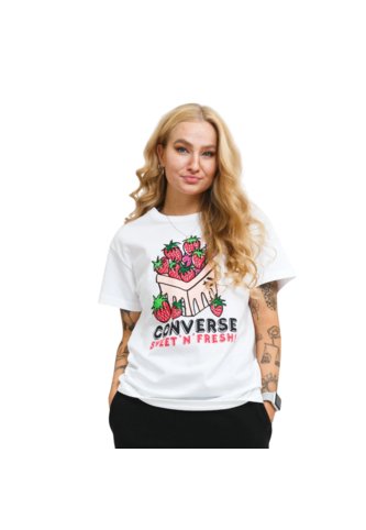 Camiseta Converse Basket Para Mujer-Blanco Converse