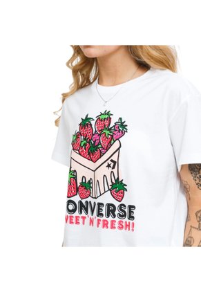 Camiseta Converse Basket Para Mujer-Blanco