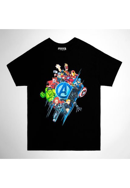 Camiseta Marvel Negra Con Logo De Avengers