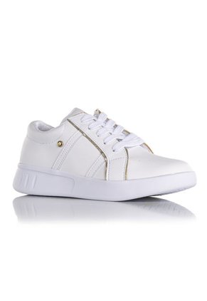 Zapato De Mujer Blanco Combinado Con Dorado COSMOS