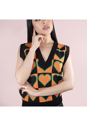 Chaleco Corazones Negro COSMOS 102499