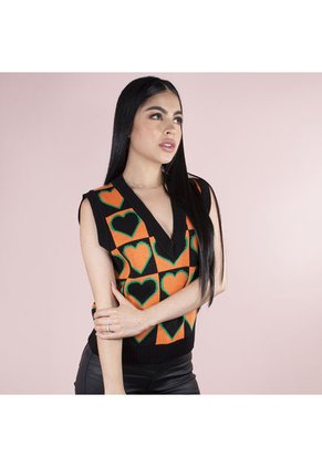Chaleco Corazones Negro COSMOS 102499