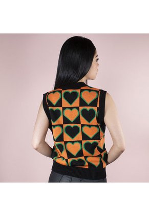 Chaleco Corazones Negro COSMOS 102499