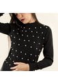 Buzo Negro, Estilo En Rombos Con Perlas De Mujer COSMOS 101006 de Cosmos