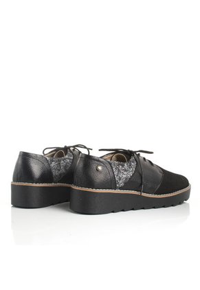 Zapato De Atadura Negro De Mujer COSMOS