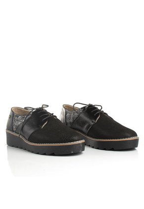 Zapato De Atadura Negro De Mujer COSMOS