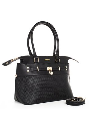 Bolso Tipo Cartera Color Negro Con Correa Frontal, Para Dama