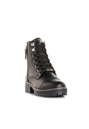 Botin Negro Con Taches, Cremallera Y Cordones Para Dama COSMOS 100528