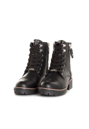 Botin Negro Con Taches, Cremallera Y Cordones Para Dama COSMOS 100528
