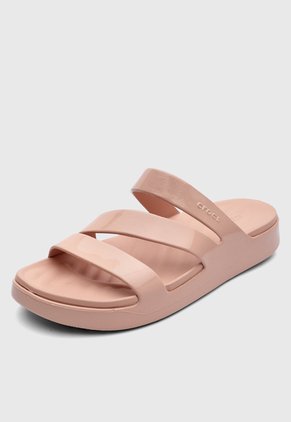 Sandalias Crocs Getaway Patent Strappy  Nude