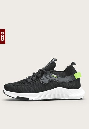 Tenis Lifestyle Negro-Blanco-Verde Neón Crosby Kids