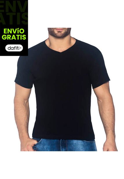 Camiseta Cuello V Negro Para Hombre Croydon