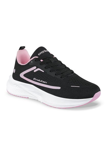 Tenis Running Fuol Negro-Rosa Para Mujer Croydon