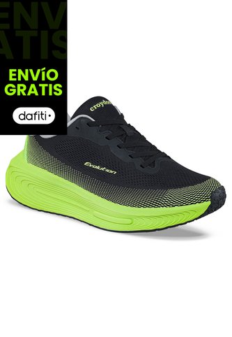 Tenis Running Tulob Negro-Verde Croydon Para Hombre Croydon
