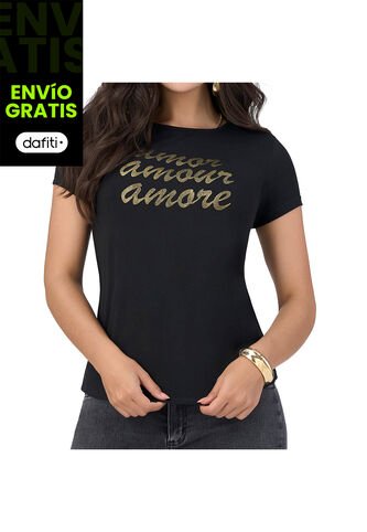 Camiseta Amores Negro Croydon Para Mujer Croydon