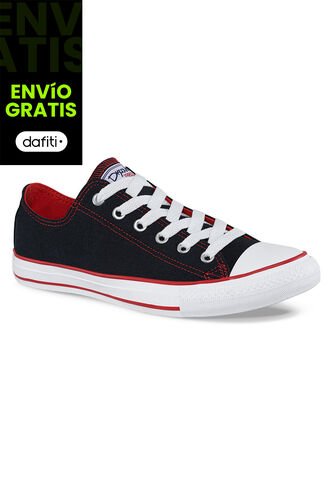 Tenis Discovery Bajo Negro-Rojo Para Hombre Y Mujer Croydon Croydon