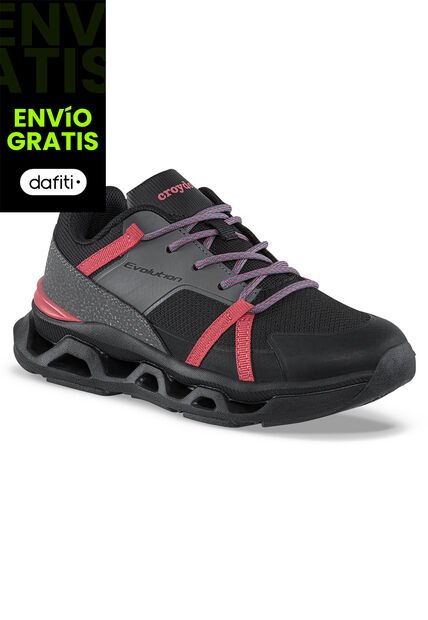 Tenis Running Manrol Negro-Negro Croydon Para Niña
