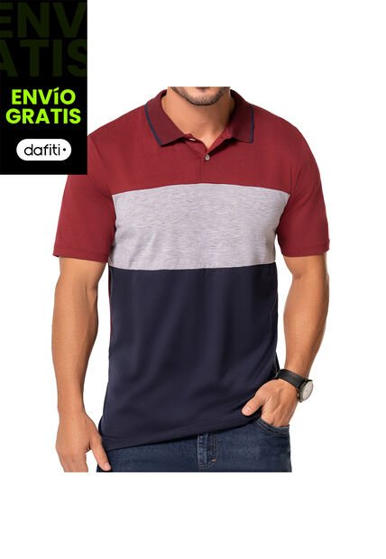 Camiseta Polo Miguel Vino-Azul Para Hombre Croydon