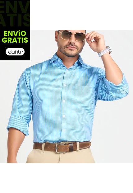 Camisa Emanuel Azul Para Hombre Croydon