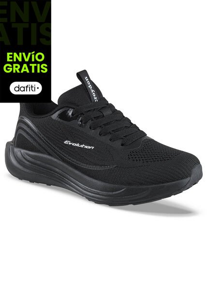 Tenis Running Peko Negro-Negro Croydon Para Mujer