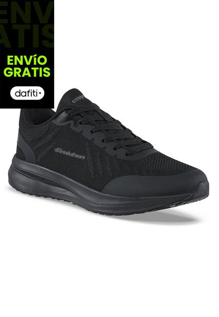 Tenis Running Deno Negro-Negro Croydon Para Hombre